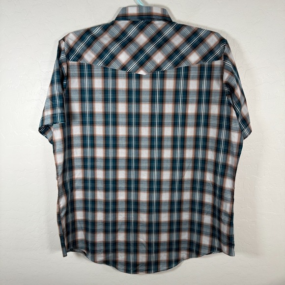 Ely Cattleman Shirt Mens 2XLT Tall Blue Pearl Snap Western Cowboy Sawtooth Plaid - Picture 4 of 9